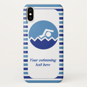 Swimming gifts, swimmer icon blue stripes iPhone x case