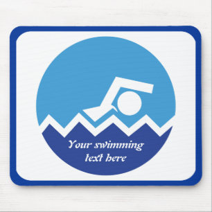 Swimming gifts, swimmer on a blue circle custom mouse pad