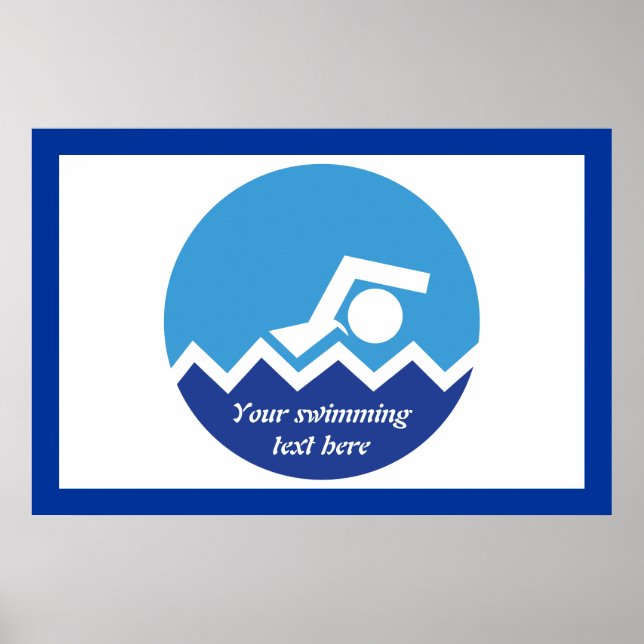 Swimming gifts, swimmer on a blue circle custom poster (Front)