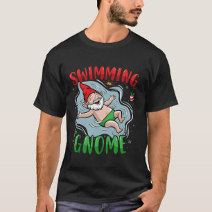Swimming Gnome Swimmer Pool Xmas Holiday Christmas T-Shirt