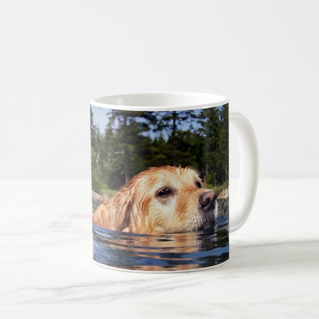 Swimming Golden Retriever Coffee Mug (Front Right)