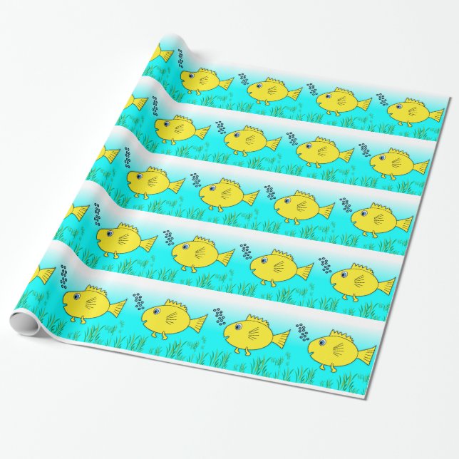 Swimming Goldfish Wrapping Paper (Unrolled)