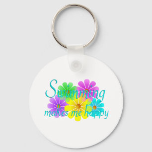 Swimming Happiness Flowers Key Ring