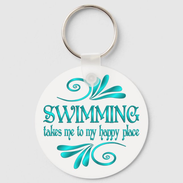 Swimming Happy Place Key Ring (Front)