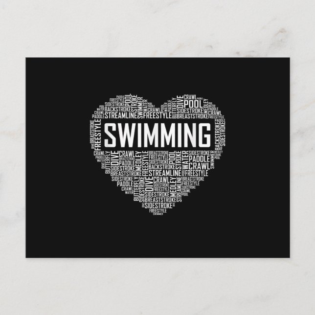 Swimming Heart Coach Swimmer Gift Swim Lover Gifts Announcement Postcard (Front)