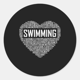 Swimming Heart Coach Swimmer Gift Swim Lover Gifts Classic Round Sticker