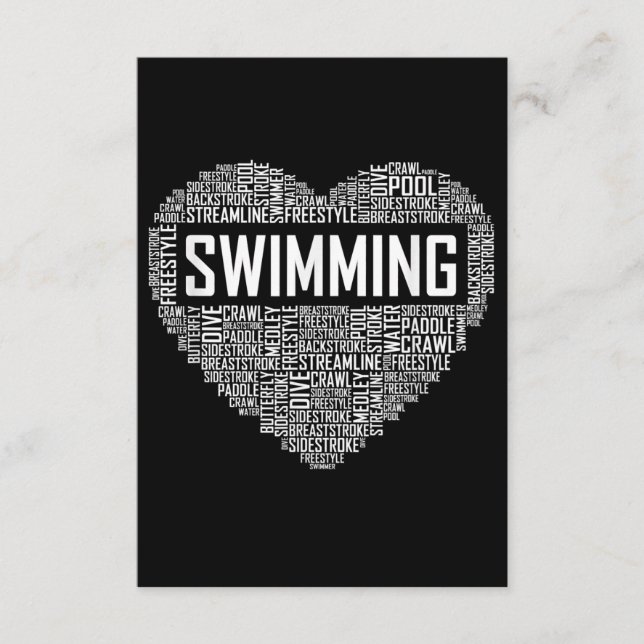 Swimming Heart Coach Swimmer Gift Swim Lover Gifts Enclosure Card (Front)
