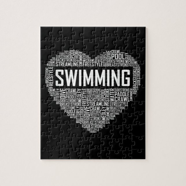 Swimming Heart Coach Swimmer Gift Swim Lover Gifts Jigsaw Puzzle (Vertical)