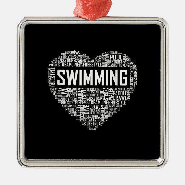 Swimming Heart Coach Swimmer Gift Swim Lover Gifts Metal Ornament (Front)