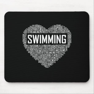 Swimming Heart Coach Swimmer Gift Swim Lover Gifts Mouse Pad