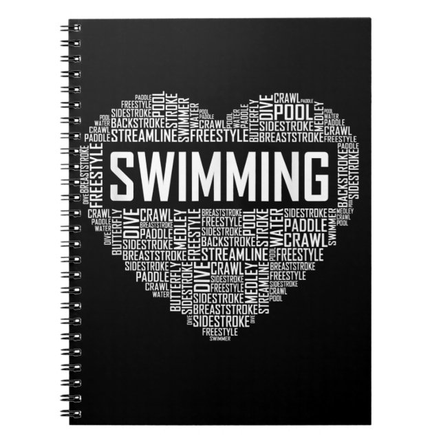 Swimming Heart Coach Swimmer Gift Swim Lover Gifts Notebook (Front)