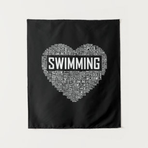 Swimming Heart Coach Swimmer Gift Swim Lover Gifts Tapestry