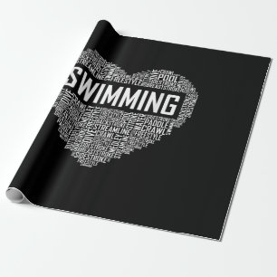 Swimming Heart Coach Swimmer Gift Swim Lover Gifts Wrapping Paper