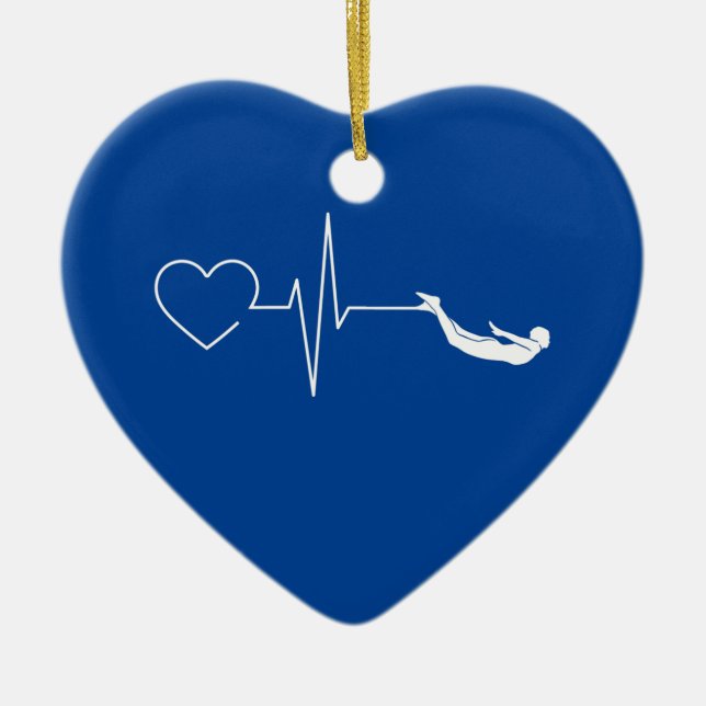 Swimming Heartbeat Ceramic Ornament (Front)