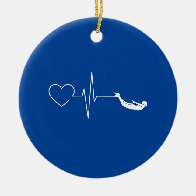 Swimming Heartbeat Ceramic Ornament (Front)