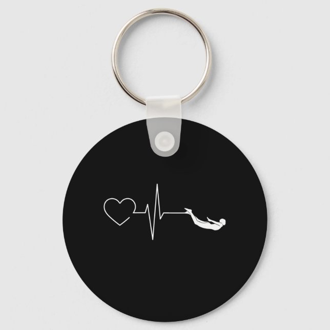 Swimming Heartbeat Gift for Swimmers Key Ring (Front)