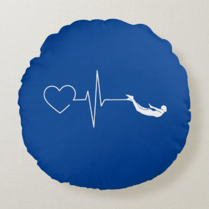 Swimming Heartbeat Round Cushion