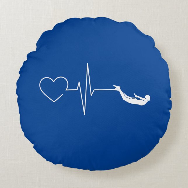 Swimming Heartbeat Round Cushion (Front)