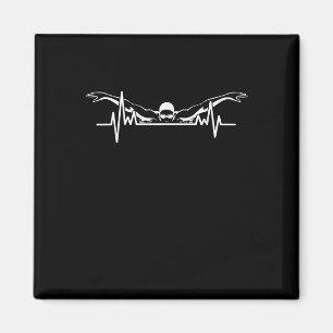 Swimming Heartbeat Swim Team Swimmer Women Girls Magnet