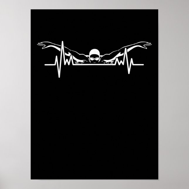 Swimming Heartbeat Swim Team  Swimmer Women Girls Poster (Front)