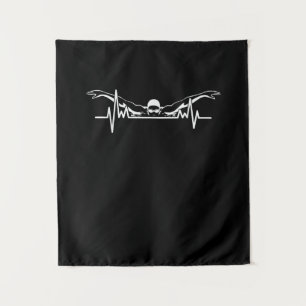 Swimming Heartbeat Swim Team Swimmer Women Girls Tapestry