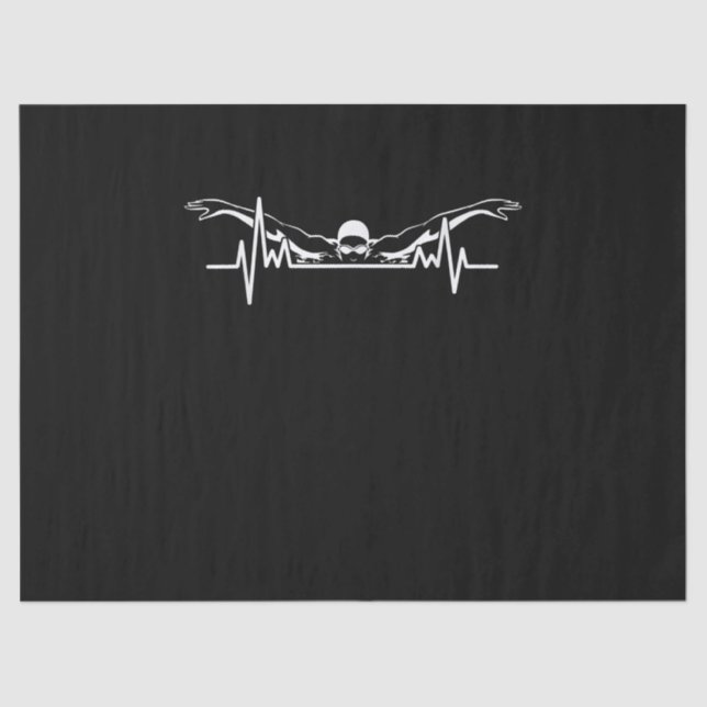 Swimming Heartbeat Swim Team  Swimmer Women Girls Tissue Paper (Front)