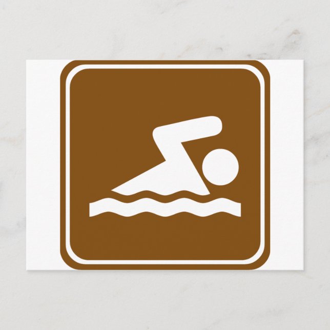 Swimming Highway Sign Postcard (Front)