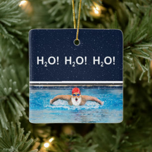 Swimming Holiday Gift Ceramic Ornament