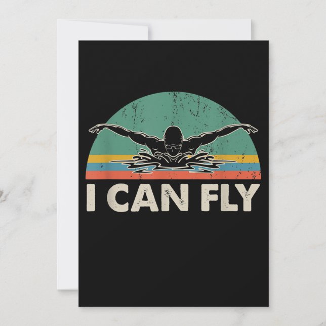 Swimming I Can Fly Funny Swimming Gifts Holiday Card (Front)