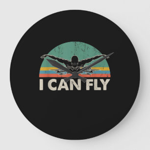 Swimming I Can Fly Funny Swimming Gifts Large Clock