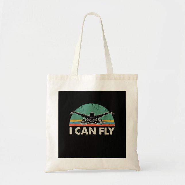 Swimming I Can Fly Funny Swimming Gifts Tote Bag (Front)