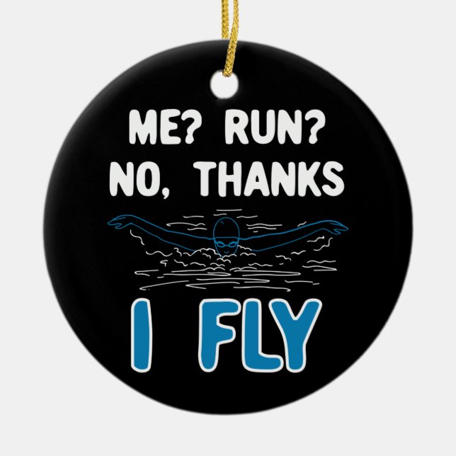 Swimming - I Fly Ceramic Ornament (Front)