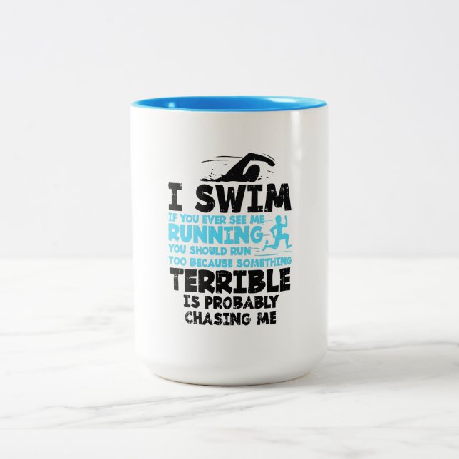 Swimming - I Swim   Two-Tone Coffee Mug (Center)
