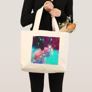 Swimming in a cosmic dream large tote bag