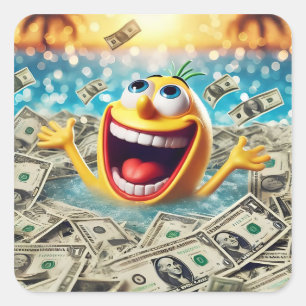 swimming in money square sticker