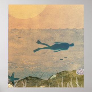 Swimming in the Ocean Poster