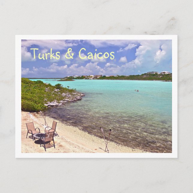 "SWIMMING IN TURKS & CAICOS" POSTCARD (Front)