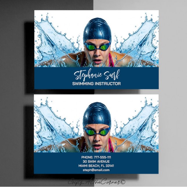 Swimming Instructor Business Card (Creator Uploaded)