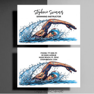 Swimming Instructor Coach Business Card