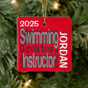 Swimming Instructor Extraordinaire CUSTOM Ceramic Ornament