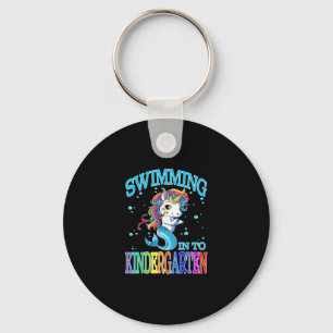 Swimming Into Kindergarten Unicorn Mermaid T-Shirt Key Ring