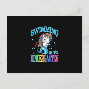 Swimming Into Kindergarten Unicorn Mermaid T-Shirt Postcard