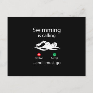 Swimming Is Calling Decline Accept & I Must Go Announcement Postcard