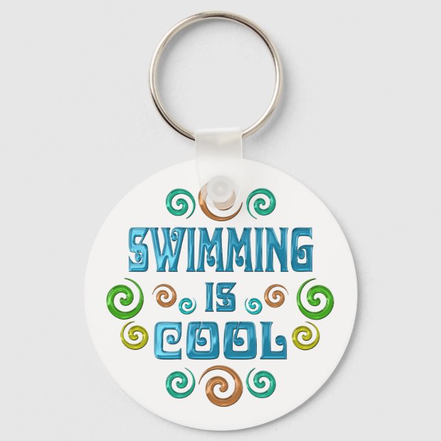 Swimming is Cool Key Ring (Front)