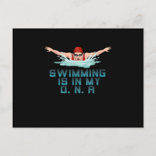 Swimming Is My DNA Swimming Lover Funny Swimmer Announcement Postcard