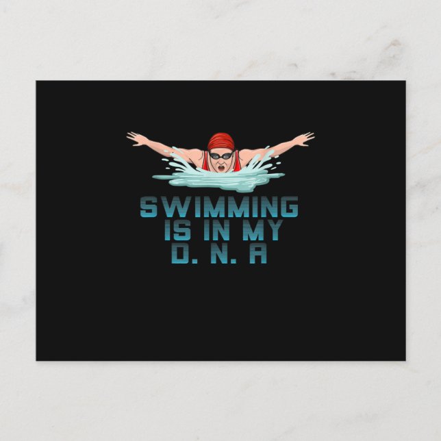 Swimming Is My DNA Swimming Lover Funny Swimmer Announcement Postcard (Front)