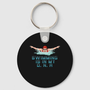 Swimming Is My DNA Swimming Lover Funny Swimmer Key Ring