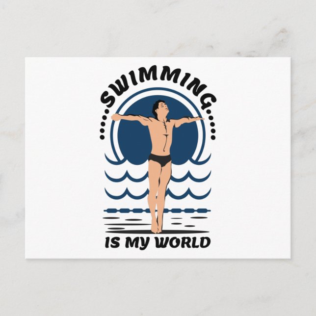 Swimming is My World - Swimmer in Speedo Postcard (Front)