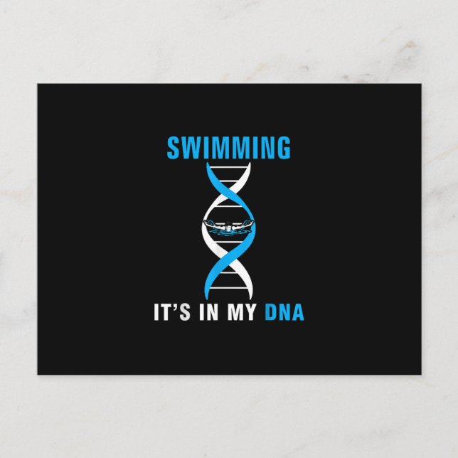Swimming Its In My DNA Funny SwimerSwim Cool Love Announcement Postcard (Front)