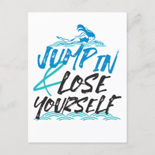 Swimming Jumping and Fun Quotes Design Postcard